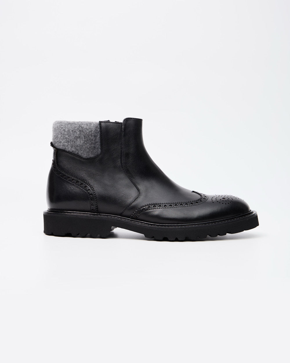 Black Modern Brogue Boots