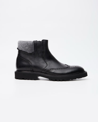Black Modern Brogue Boots