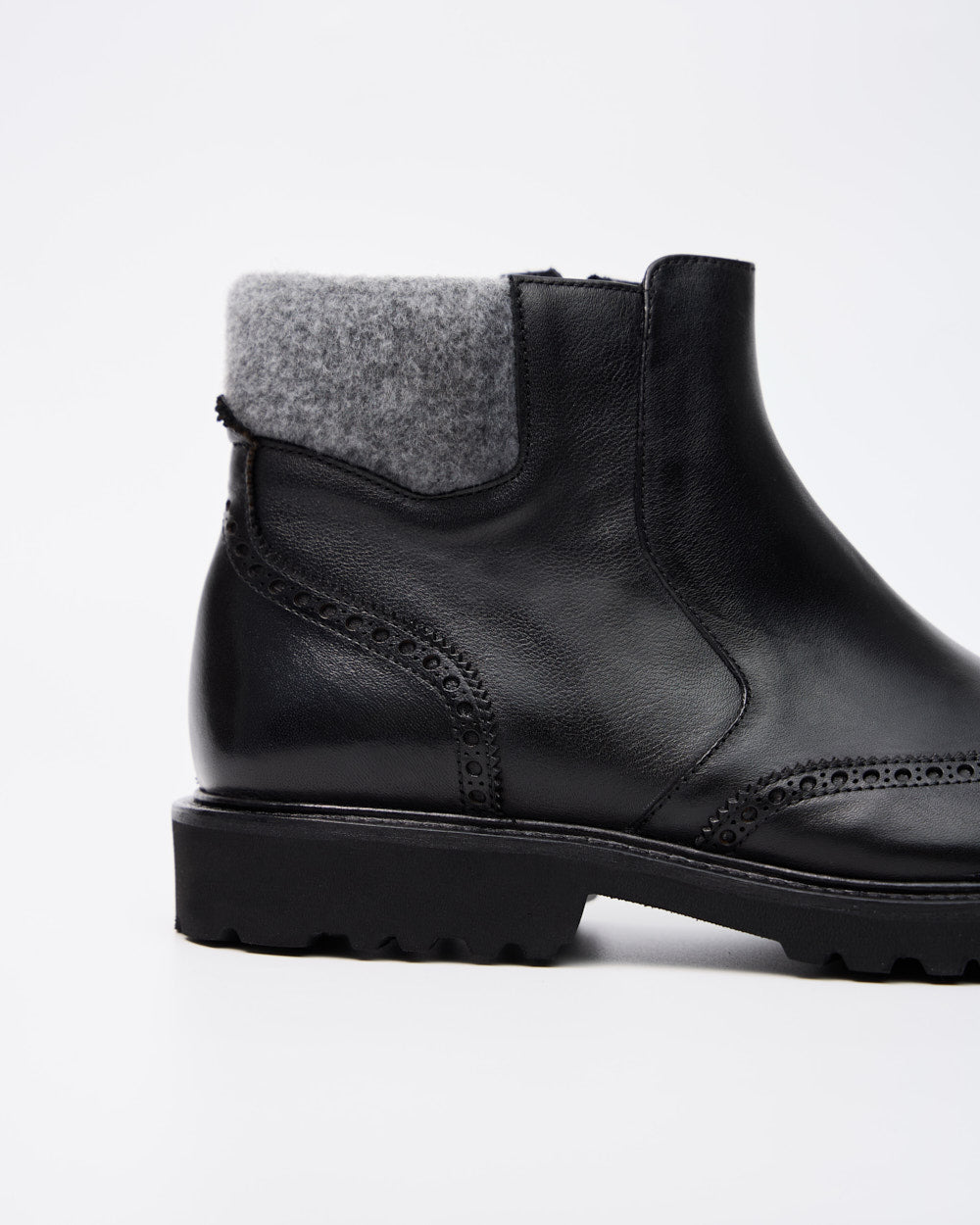 Black Modern Brogue Boots
