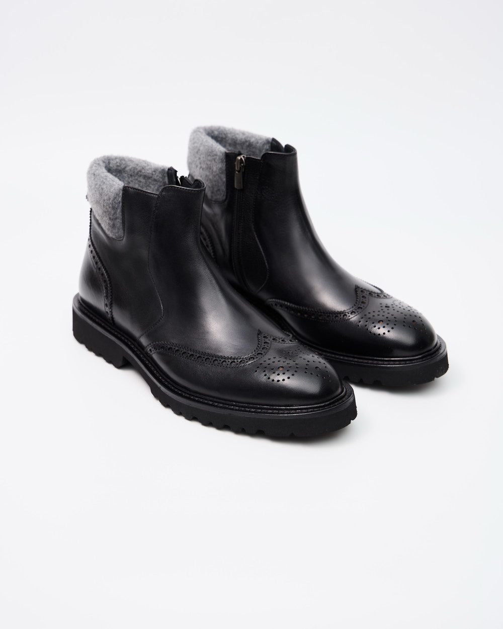Black Modern Brogue Boots