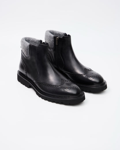 Black Modern Brogue Boots