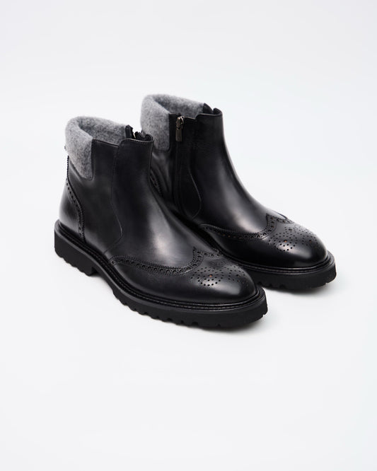 Black Modern Brogue Boots