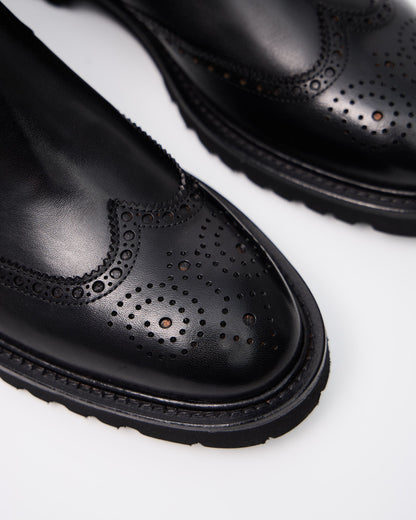 Black Modern Brogue Boots