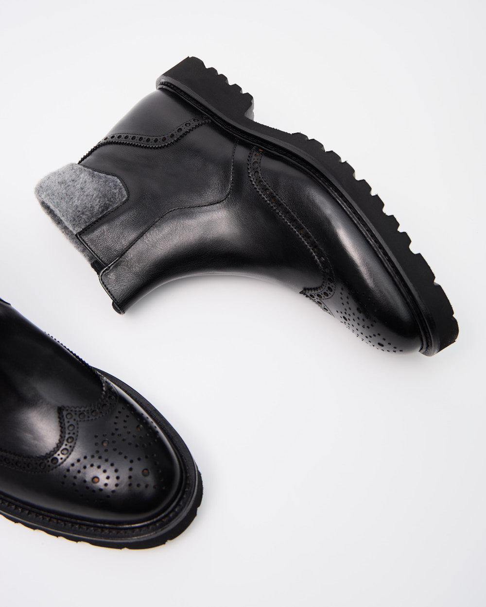 Black Modern Brogue Boots